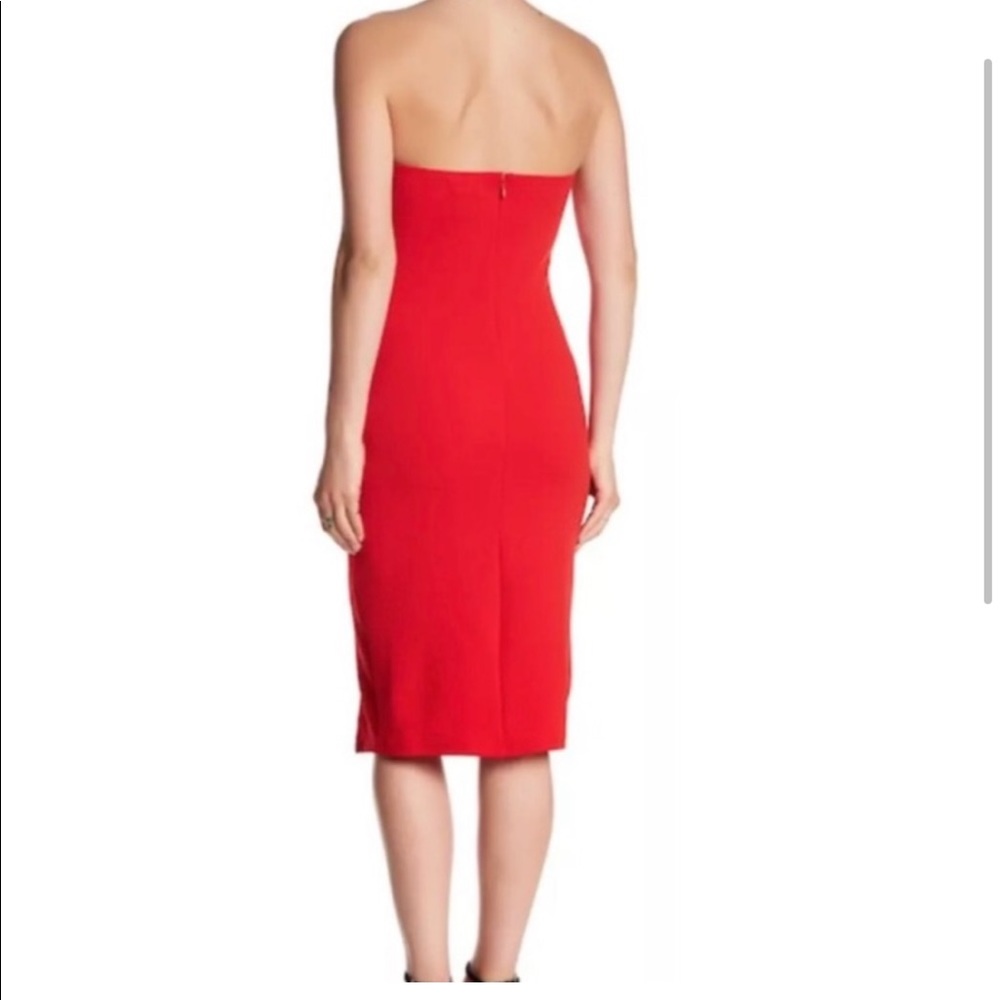 CAD Nordstrom Red Bodycon Cutout Halter Dress Black Tie Midi Slit Open Back - Picture 3 of 9